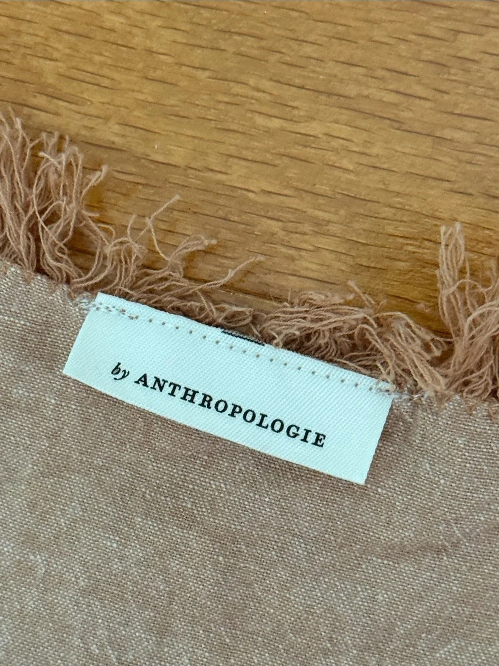 By Anthropologie Beige Fringe Edge Table Runner